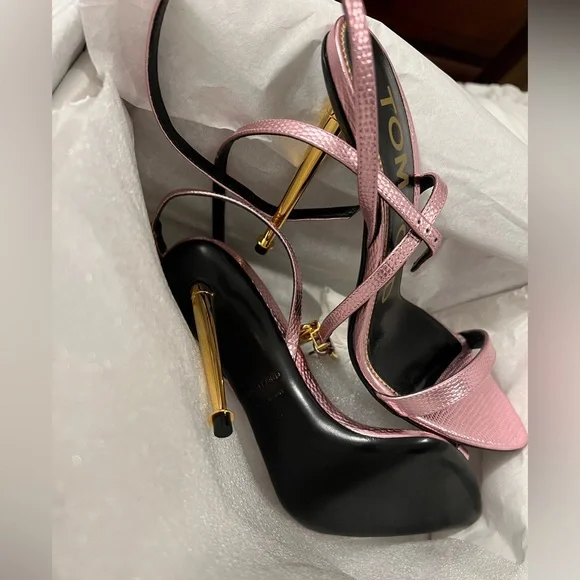 TOM FORD Printed Lizard Padlock Pointy Naked Sandal 105 - Picture 5 of 6